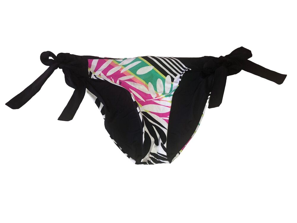 Trina Turk BLACK MULTIcolor Soft Tie-Side Bikini Swim Bottom Size Small